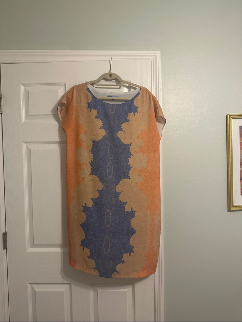 ANTONIO MELANI Orange and Blue Patterned Midi Dress